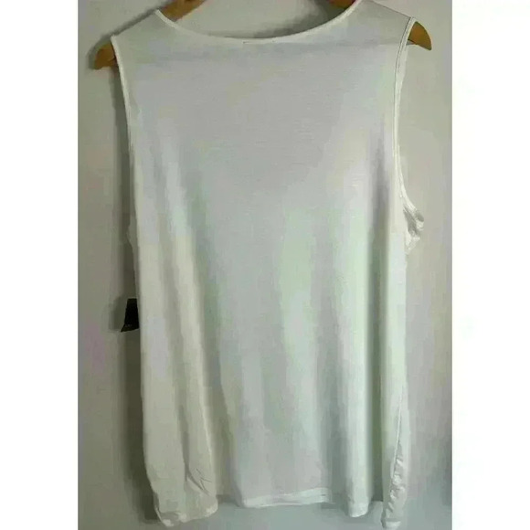 NWT Tahari Knit Jersey Sleeveless Tank Top With Ruffle Antique White Size XL New - Picture 6 of 7